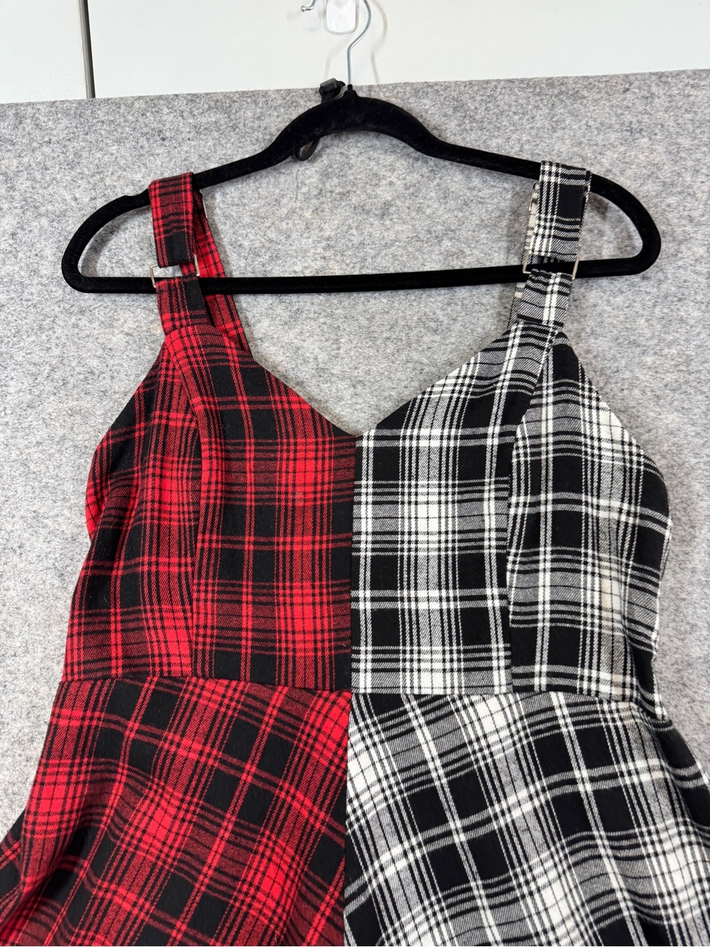 Y2K Goth Grunge Emo Red Black White Plaid Sundress XL Punk Rock Dark Romantic - Picture 7 of 16